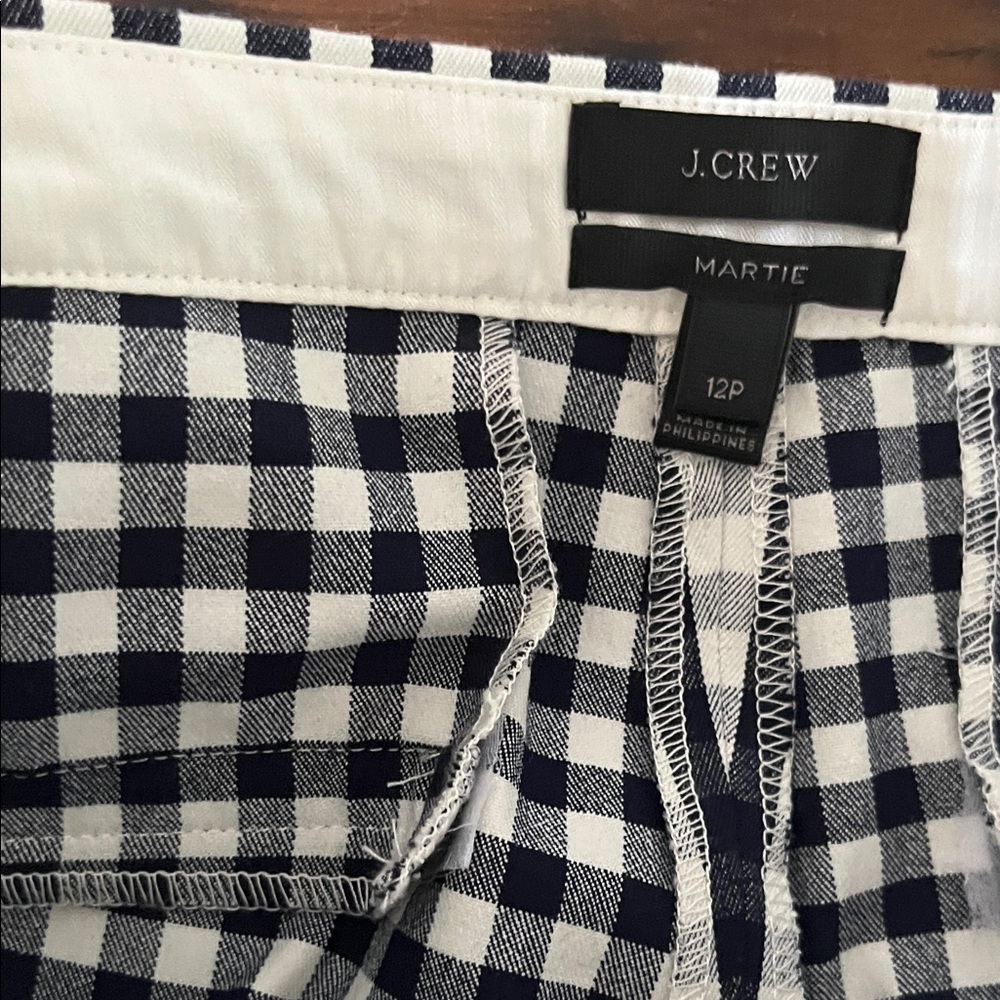J. Crew Martie Women’s Black and White Checkered Pants Size 12P - Picture 3 of 8